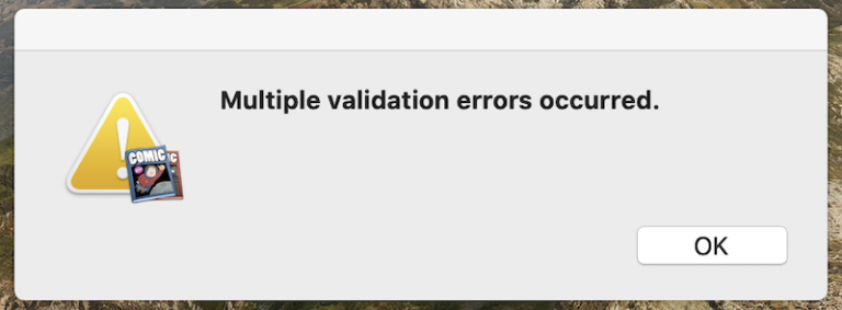 simple comic mac multiple validation errors