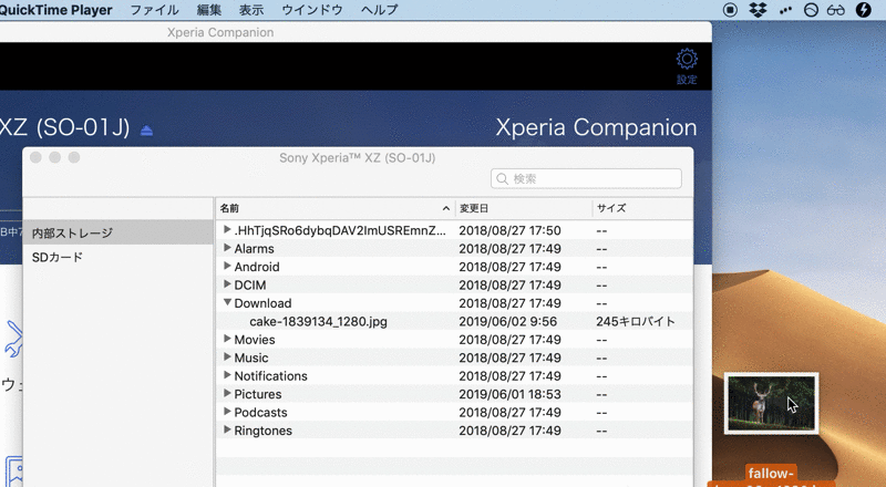 パソコンからXperiaのファイル転送をする手順6