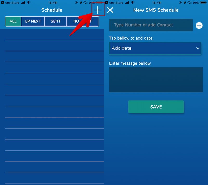 SMS Text SchedulerでSMSを予約送信する手順1