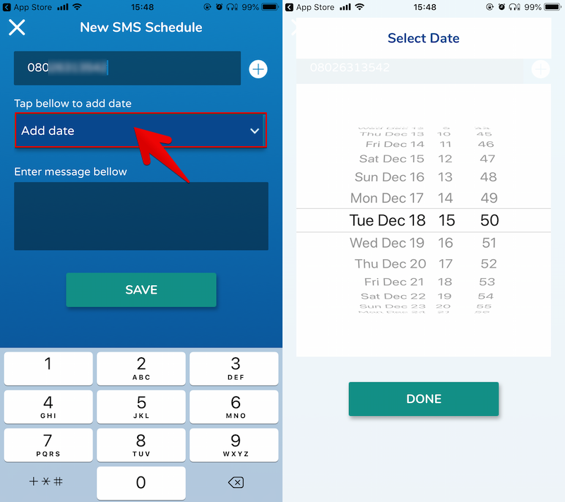 SMS Text SchedulerでSMSを予約送信する手順3