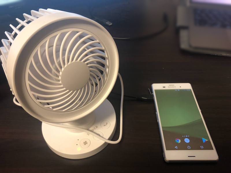 Androidから扇風機へ給電する例