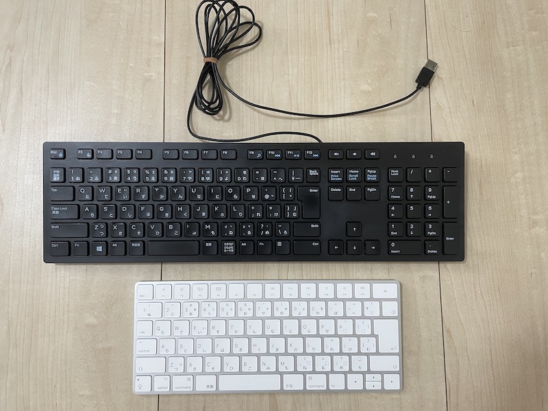 有線タイプと無線タイプのキーボードの説明